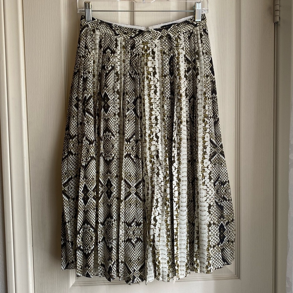 J. Crew Python Snake Print Pleated Midi Skirt